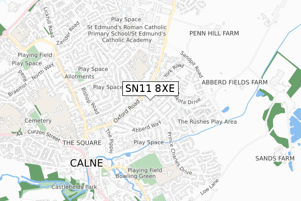 SN11 8XE map - small scale - OS Open Zoomstack (Ordnance Survey)