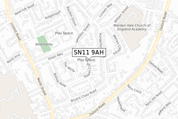 SN11 9AH map - large scale - OS Open Zoomstack (Ordnance Survey)