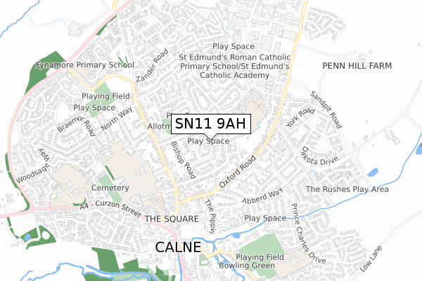 SN11 9AH map - small scale - OS Open Zoomstack (Ordnance Survey)