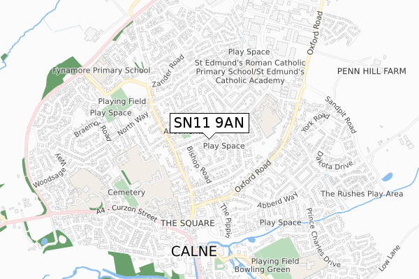 SN11 9AN map - small scale - OS Open Zoomstack (Ordnance Survey)