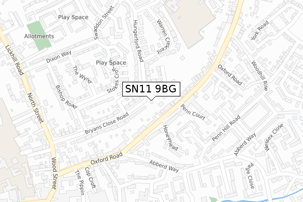 SN11 9BG map - large scale - OS Open Zoomstack (Ordnance Survey)