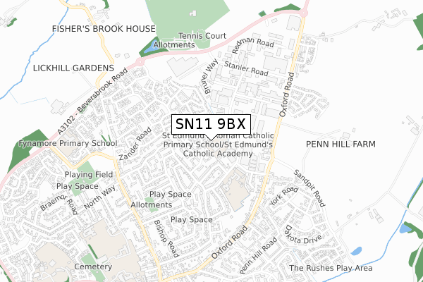 SN11 9BX map - small scale - OS Open Zoomstack (Ordnance Survey)