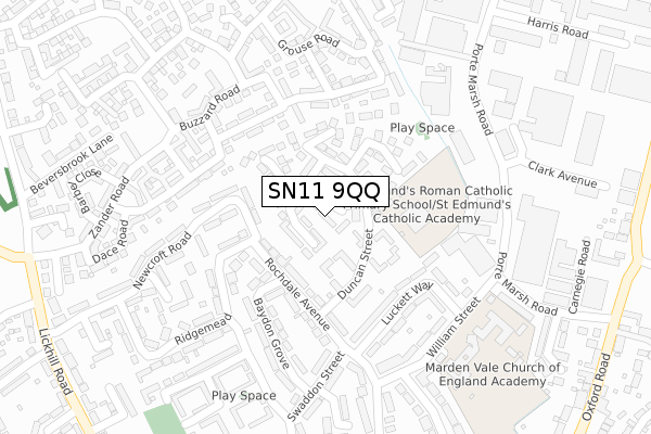 SN11 9QQ map - large scale - OS Open Zoomstack (Ordnance Survey)