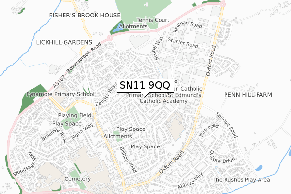 SN11 9QQ map - small scale - OS Open Zoomstack (Ordnance Survey)