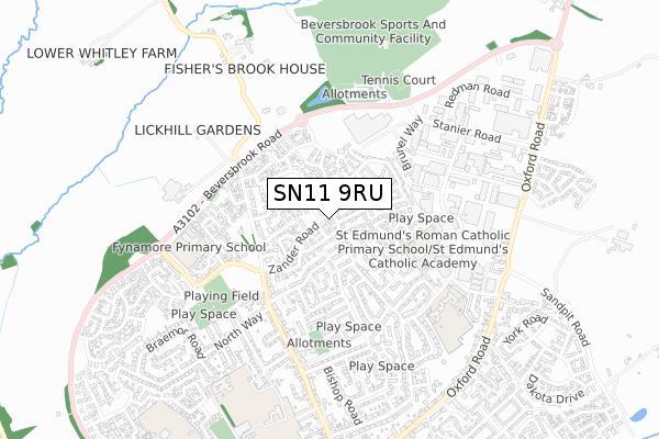 SN11 9RU map - small scale - OS Open Zoomstack (Ordnance Survey)