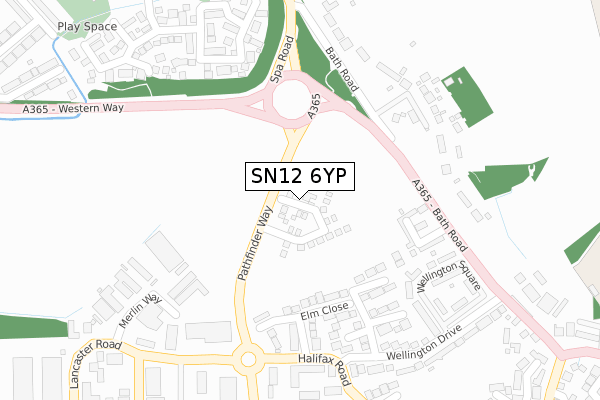 SN12 6YP map - large scale - OS Open Zoomstack (Ordnance Survey)