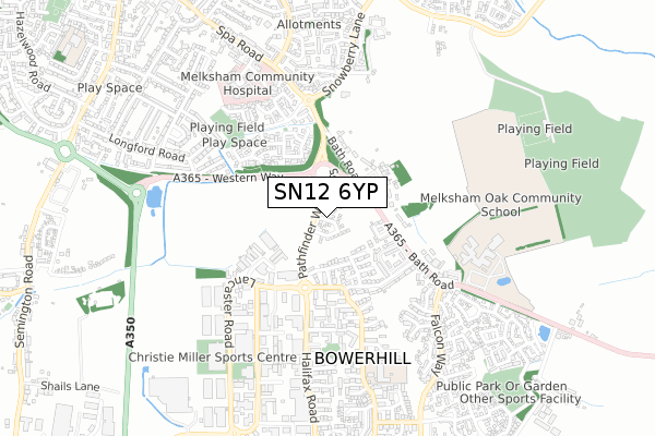 SN12 6YP map - small scale - OS Open Zoomstack (Ordnance Survey)