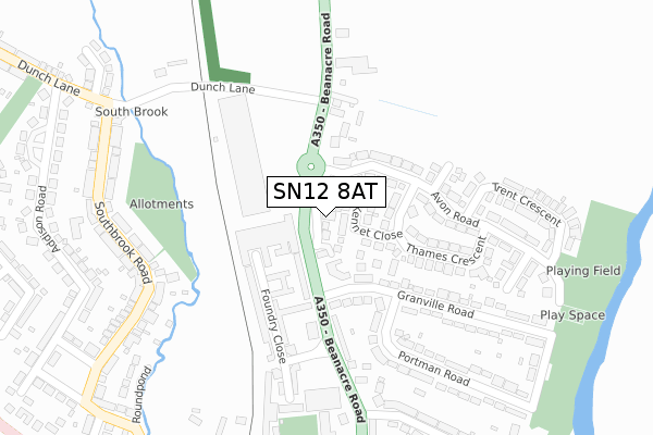 SN12 8AT map - large scale - OS Open Zoomstack (Ordnance Survey)