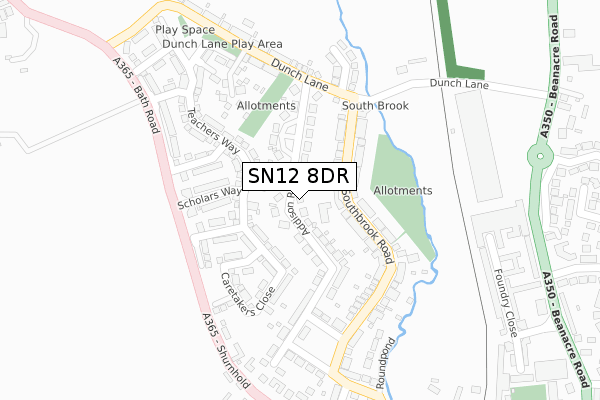 SN12 8DR map - large scale - OS Open Zoomstack (Ordnance Survey)