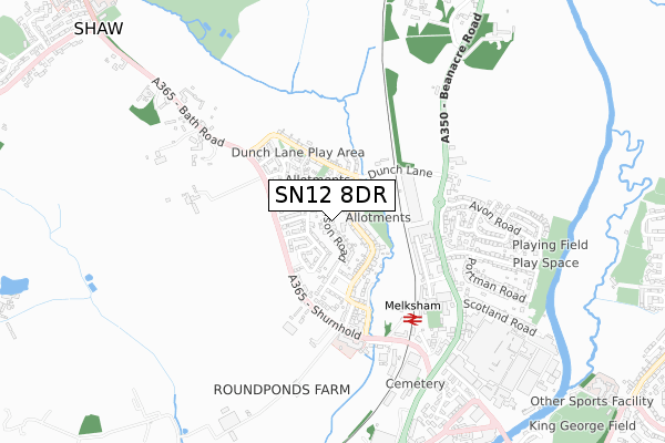 SN12 8DR map - small scale - OS Open Zoomstack (Ordnance Survey)