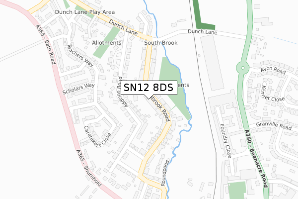 SN12 8DS map - large scale - OS Open Zoomstack (Ordnance Survey)