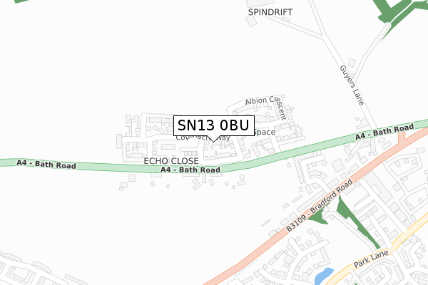 SN13 0BU map - large scale - OS Open Zoomstack (Ordnance Survey)