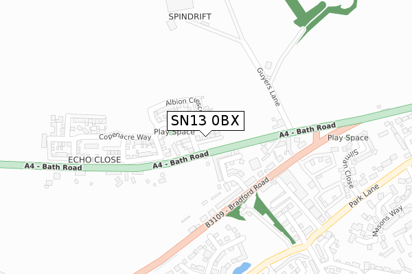 SN13 0BX map - large scale - OS Open Zoomstack (Ordnance Survey)