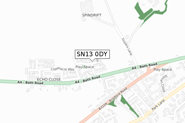 SN13 0DY map - large scale - OS Open Zoomstack (Ordnance Survey)