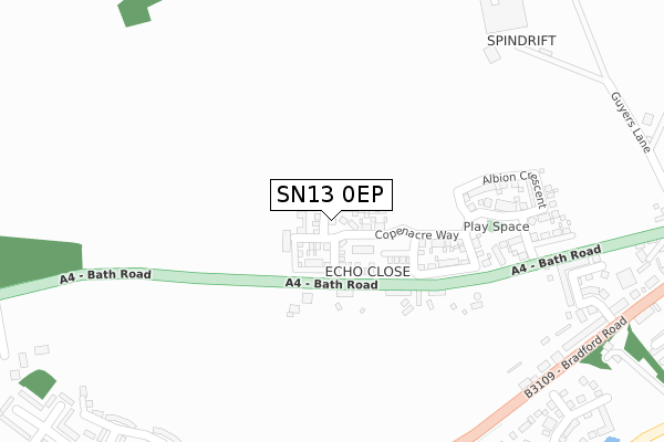 SN13 0EP map - large scale - OS Open Zoomstack (Ordnance Survey)