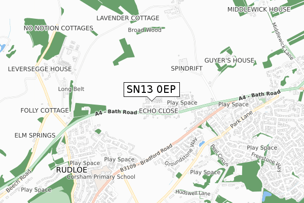 SN13 0EP map - small scale - OS Open Zoomstack (Ordnance Survey)