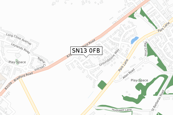 SN13 0FB map - large scale - OS Open Zoomstack (Ordnance Survey)