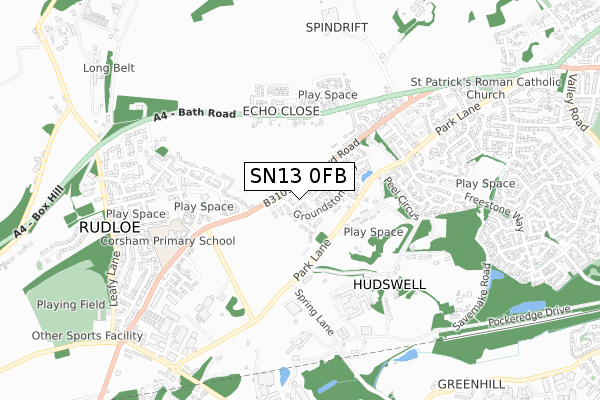 SN13 0FB map - small scale - OS Open Zoomstack (Ordnance Survey)