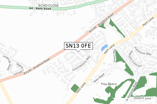 SN13 0FE map - large scale - OS Open Zoomstack (Ordnance Survey)