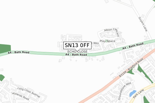 SN13 0FF map - large scale - OS Open Zoomstack (Ordnance Survey)