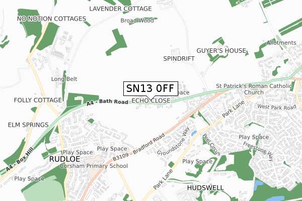 SN13 0FF map - small scale - OS Open Zoomstack (Ordnance Survey)