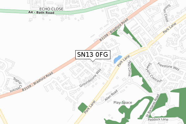 SN13 0FG map - large scale - OS Open Zoomstack (Ordnance Survey)