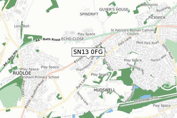 SN13 0FG map - small scale - OS Open Zoomstack (Ordnance Survey)