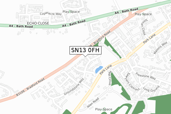 SN13 0FH map - large scale - OS Open Zoomstack (Ordnance Survey)