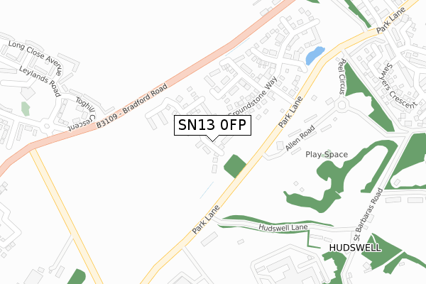 SN13 0FP map - large scale - OS Open Zoomstack (Ordnance Survey)