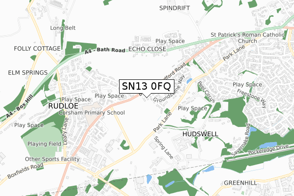 SN13 0FQ map - small scale - OS Open Zoomstack (Ordnance Survey)