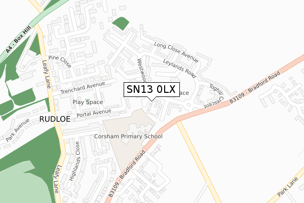 SN13 0LX map - large scale - OS Open Zoomstack (Ordnance Survey)