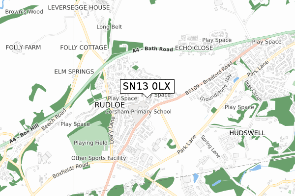 SN13 0LX map - small scale - OS Open Zoomstack (Ordnance Survey)