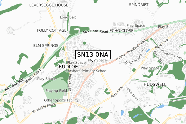 SN13 0NA map - small scale - OS Open Zoomstack (Ordnance Survey)