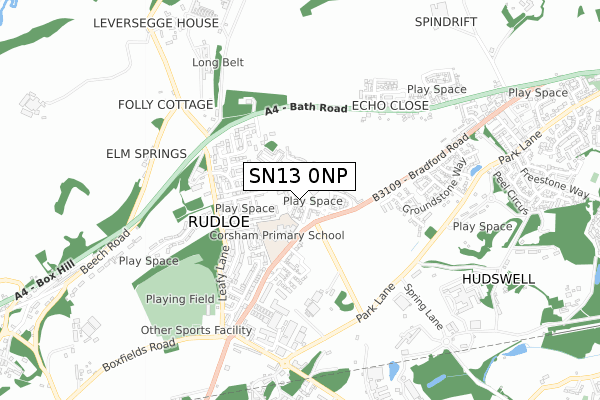 SN13 0NP map - small scale - OS Open Zoomstack (Ordnance Survey)