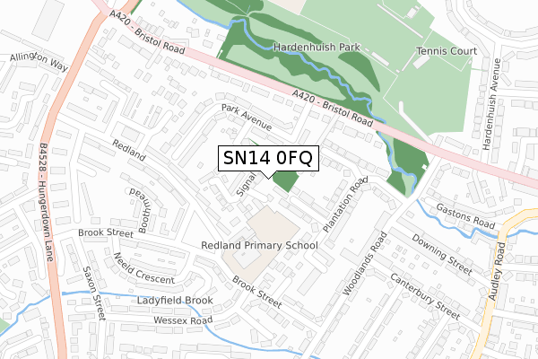 SN14 0FQ map - large scale - OS Open Zoomstack (Ordnance Survey)