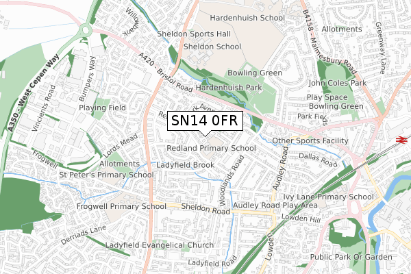 SN14 0FR map - small scale - OS Open Zoomstack (Ordnance Survey)