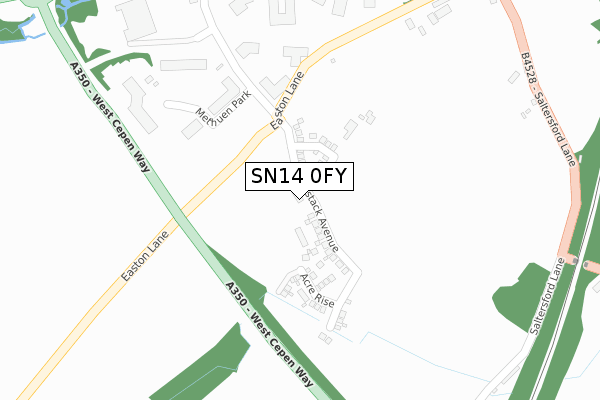 SN14 0FY map - large scale - OS Open Zoomstack (Ordnance Survey)