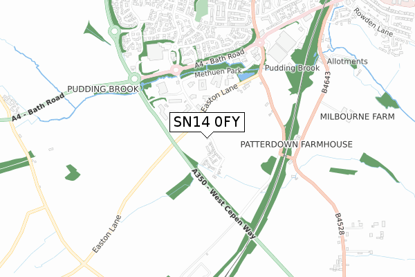 SN14 0FY map - small scale - OS Open Zoomstack (Ordnance Survey)