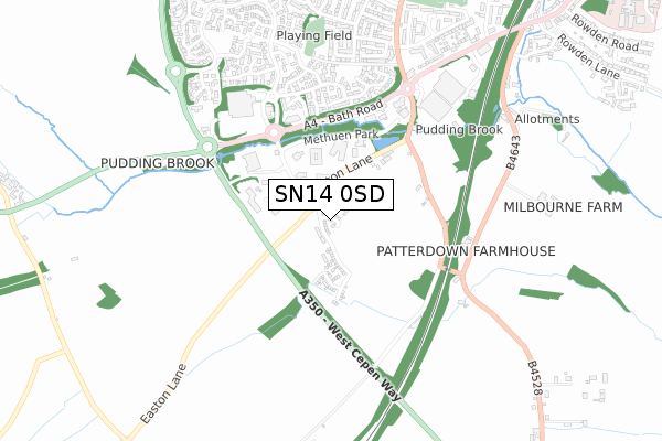 SN14 0SD map - small scale - OS Open Zoomstack (Ordnance Survey)