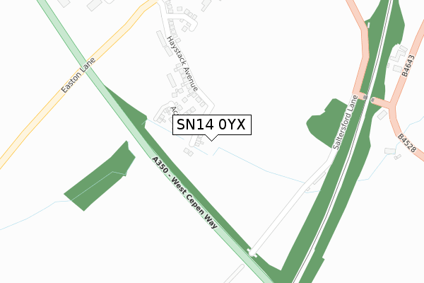 SN14 0YX map - large scale - OS Open Zoomstack (Ordnance Survey)