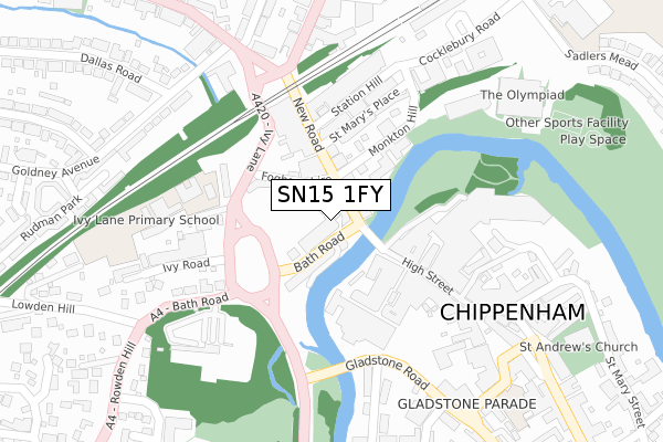 SN15 1FY map - large scale - OS Open Zoomstack (Ordnance Survey)