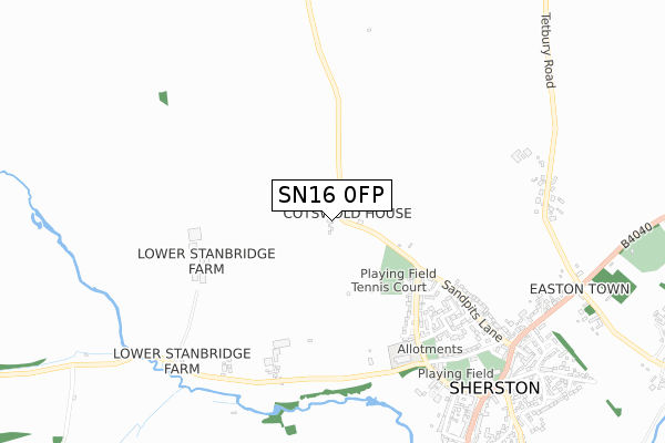 SN16 0FP map - small scale - OS Open Zoomstack (Ordnance Survey)