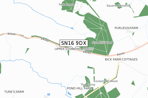 SN16 9DX map - small scale - OS Open Zoomstack (Ordnance Survey)