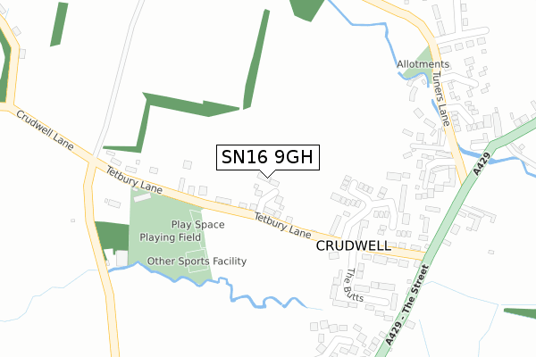 SN16 9GH map - large scale - OS Open Zoomstack (Ordnance Survey)