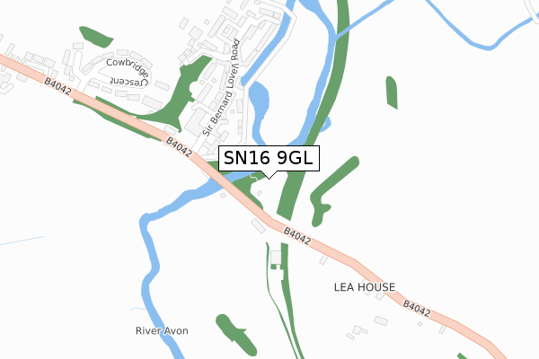 SN16 9GL map - large scale - OS Open Zoomstack (Ordnance Survey)