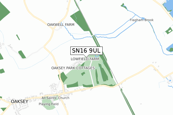 SN16 9UL map - small scale - OS Open Zoomstack (Ordnance Survey)