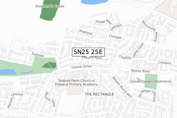 SN25 2SE map - large scale - OS Open Zoomstack (Ordnance Survey)