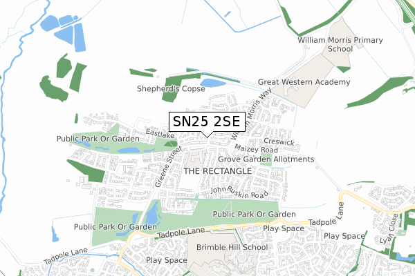 SN25 2SE map - small scale - OS Open Zoomstack (Ordnance Survey)