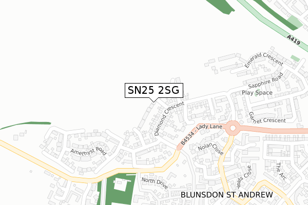 SN25 2SG map - large scale - OS Open Zoomstack (Ordnance Survey)