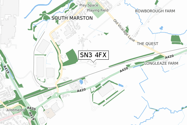 SN3 4FX map - small scale - OS Open Zoomstack (Ordnance Survey)